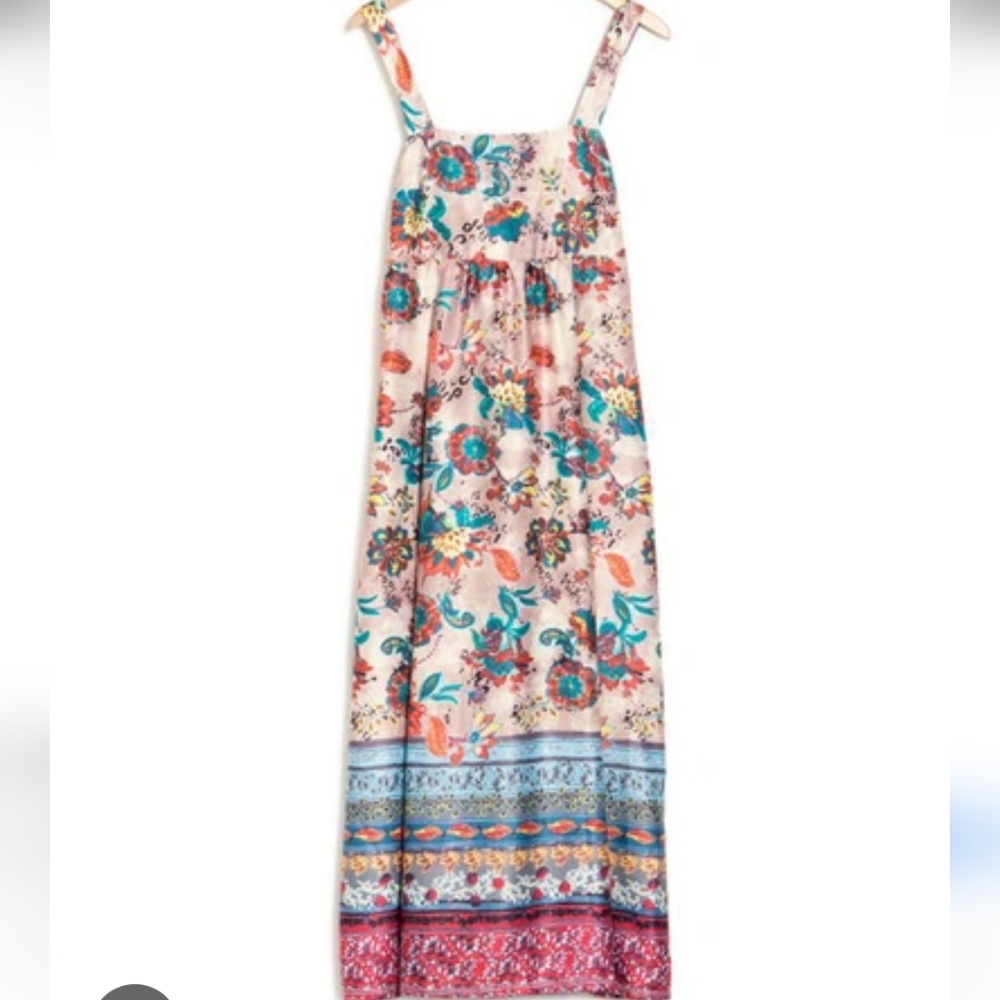 Maui Paisley Sleeveless A-Line Maxi Dress.Like New. Tied In The Back. Long.